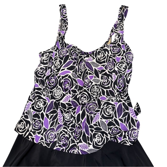 Vintage Maxine of Hollywood Purple Floral Swim Beach Vacation Dress - Picture 4 of 11